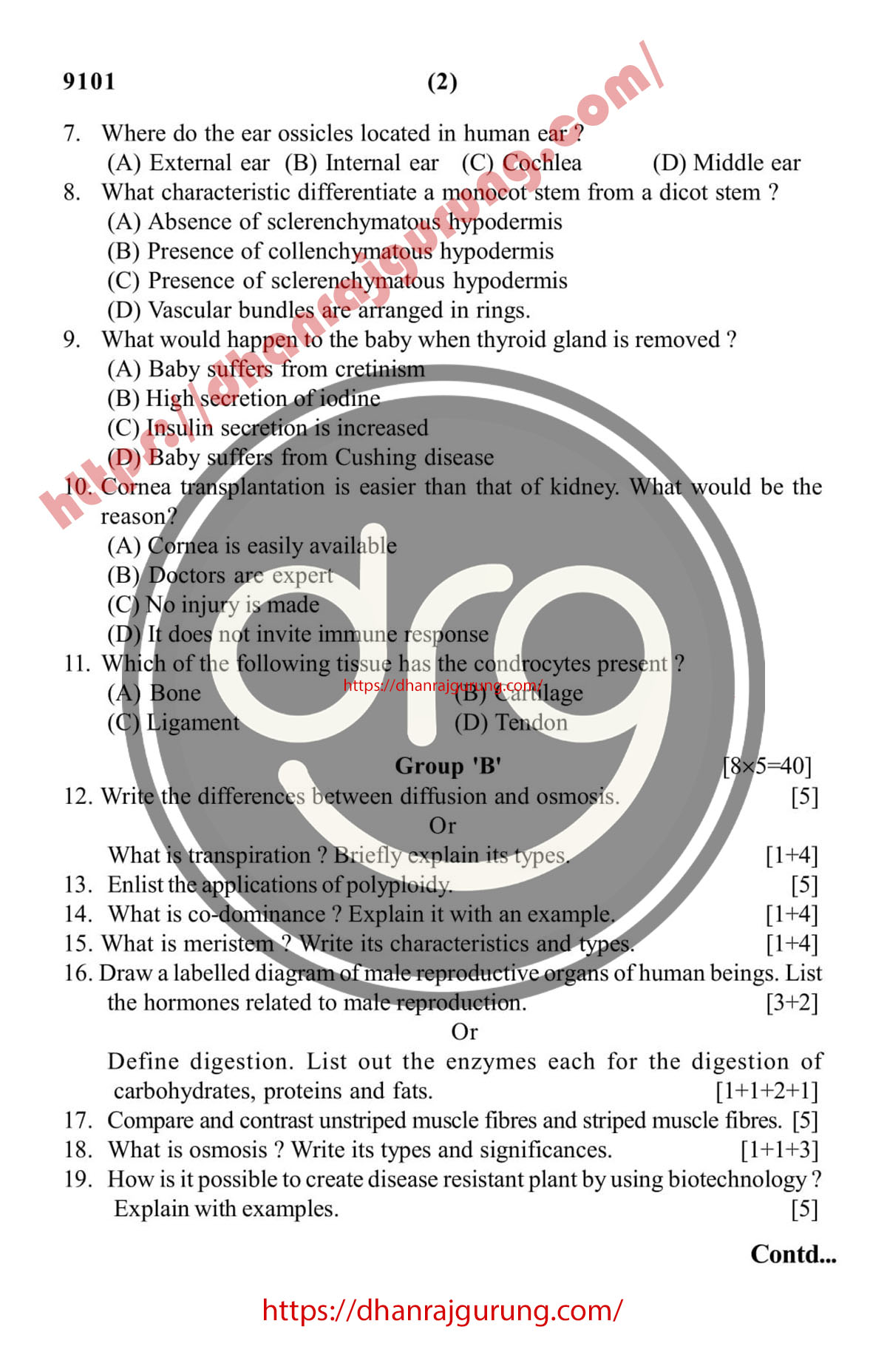 NEB Class 12 Biology Technical Stream Exam Paper 2081-2024_2